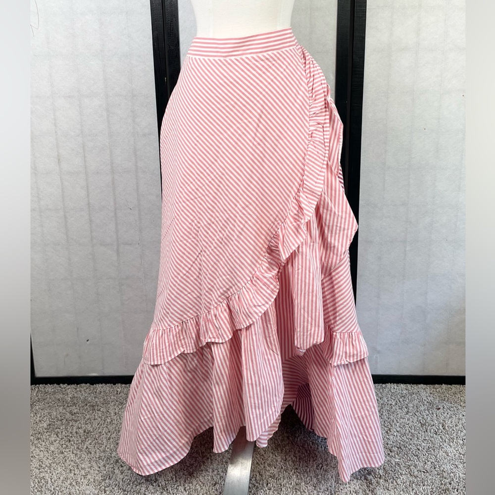 Anthropologie Maeve Pink and White Skirt